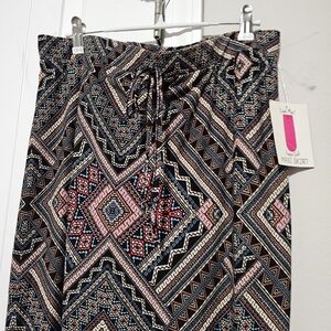 Aztec Print Maxi Skirt - Black & Pink